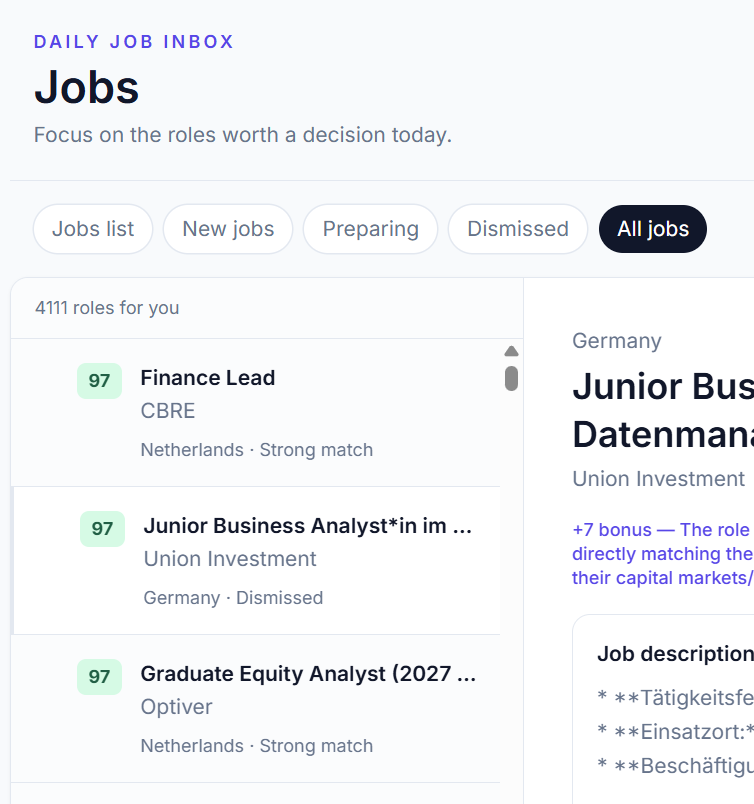 All jobs tab
